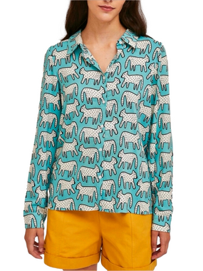 Compania Fantastica teal leopard shirt